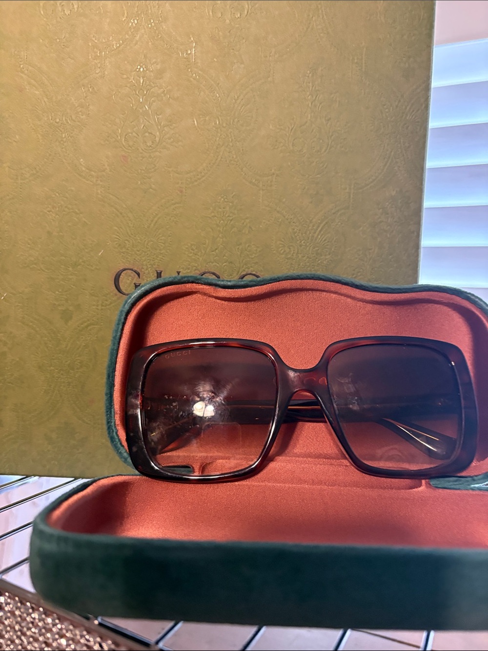 Gucci Oversized Brown-Tortoiseshell Gradient Square Sunglasses